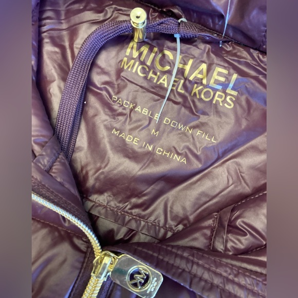 NWT Michael Michael Kors Packable Down Maroon Puffer Coat/Jacket - Picture 5 of 7